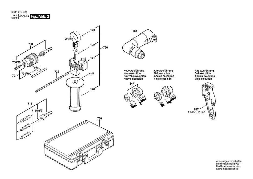 0611218639  Bosch Universal Rotary Hammer Bosch Rotary Hammer Parts Diagram