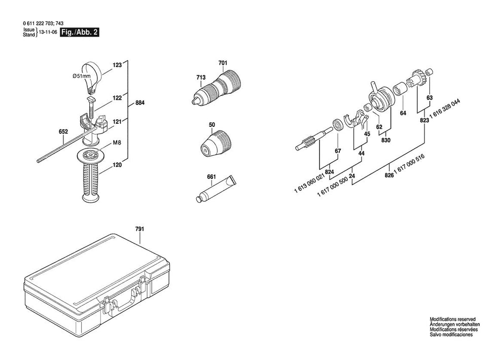 611222734 Bosch Rotary Hammer Parts Diagram