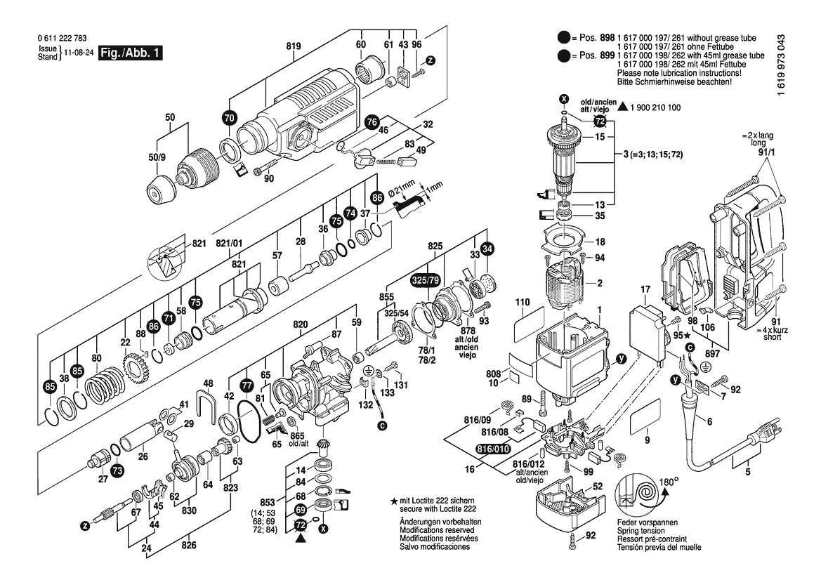611222783 Bosch Hammer Drill Parts Diagram