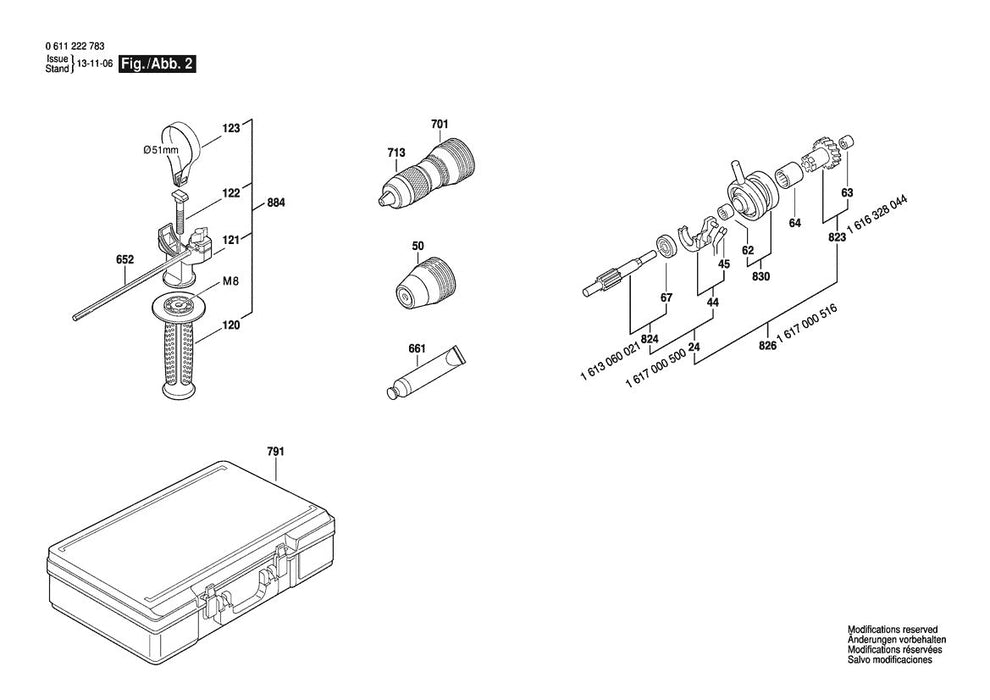 611222783 Bosch Hammer Drill Parts Diagram