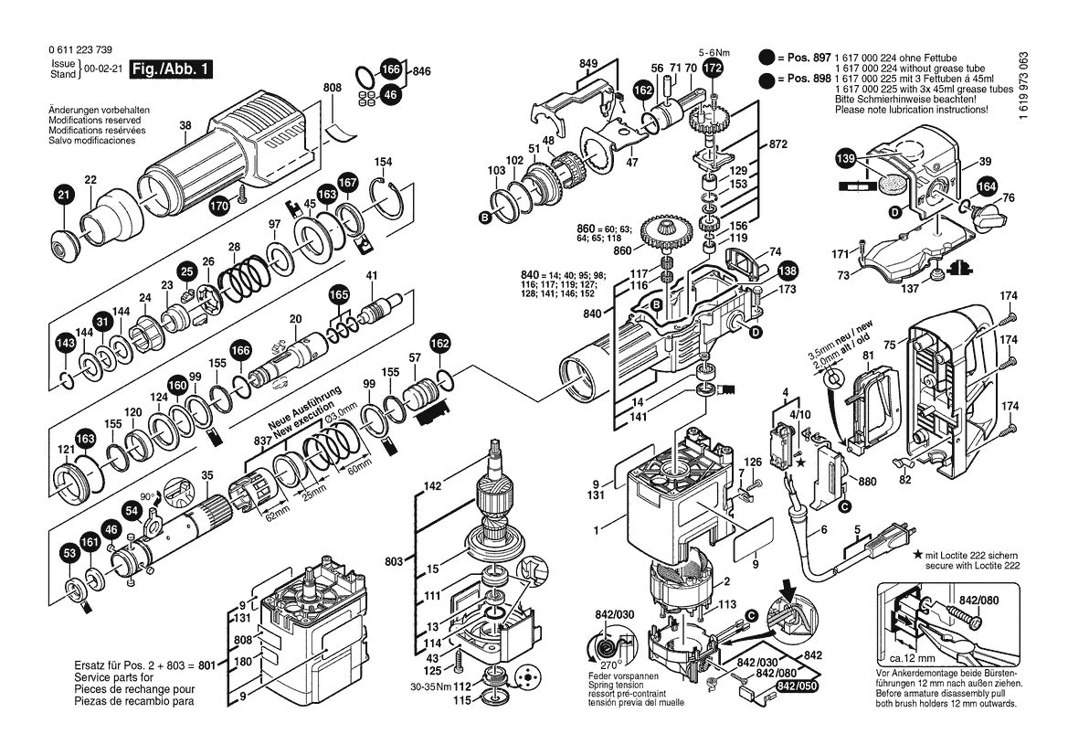 611223739 Bosch Hammer Drill Parts Diagram