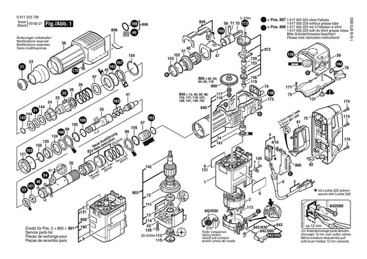 611223739 Bosch Hammer Drill Parts Diagram