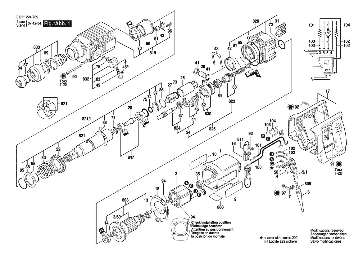 3611B247A0 Bosch Hammer Drill Parts Diagram
