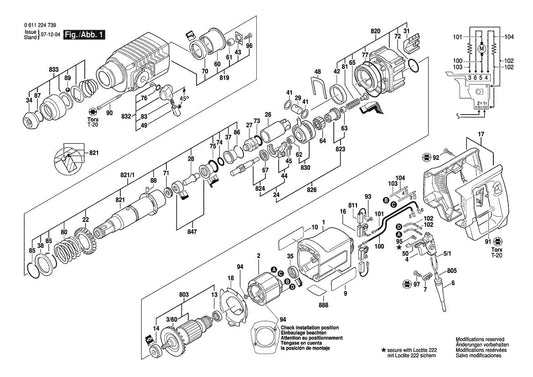 3611B247A0 Bosch Hammer Drill Parts Diagram