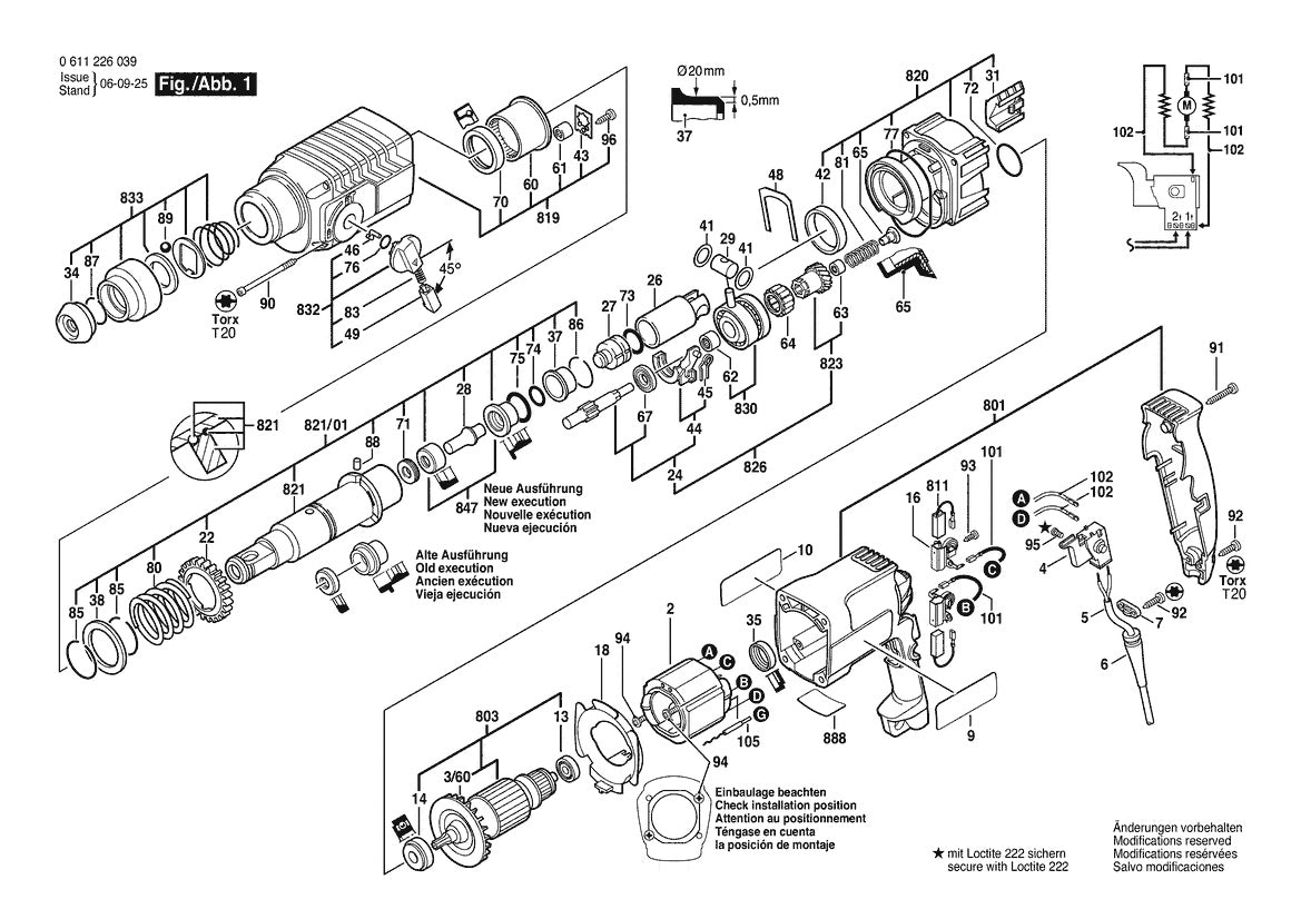 611226039 Bosch Rotary Hammer Parts Diagram