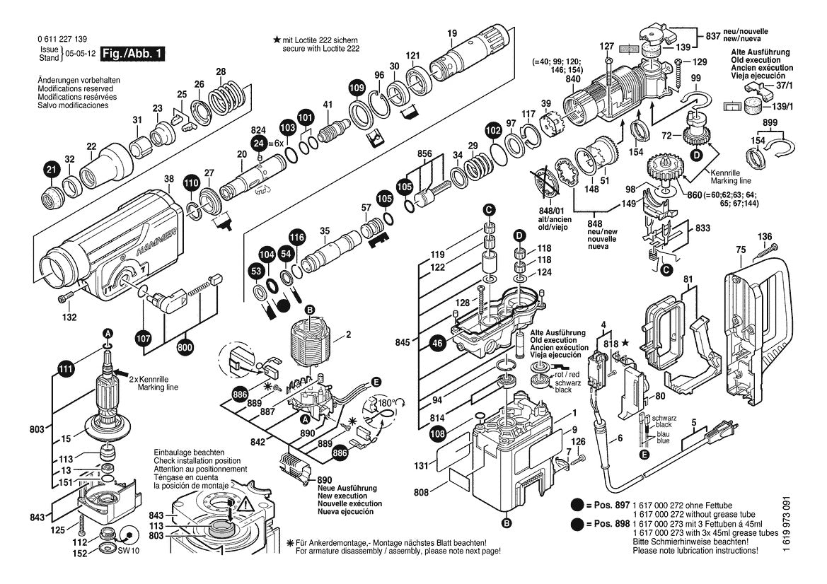 611227139 Bosch Hammer Drill Parts Diagram