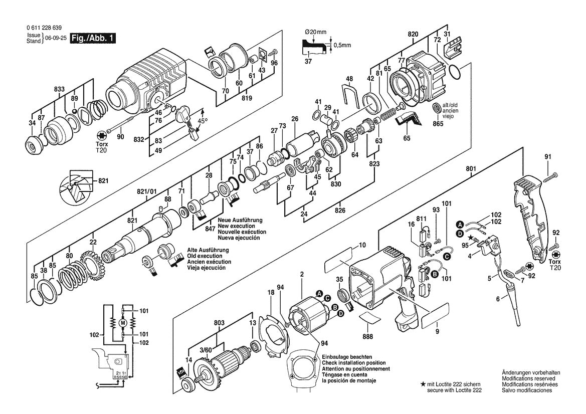 611228639 Bosch Hammer Drill Parts Diagram