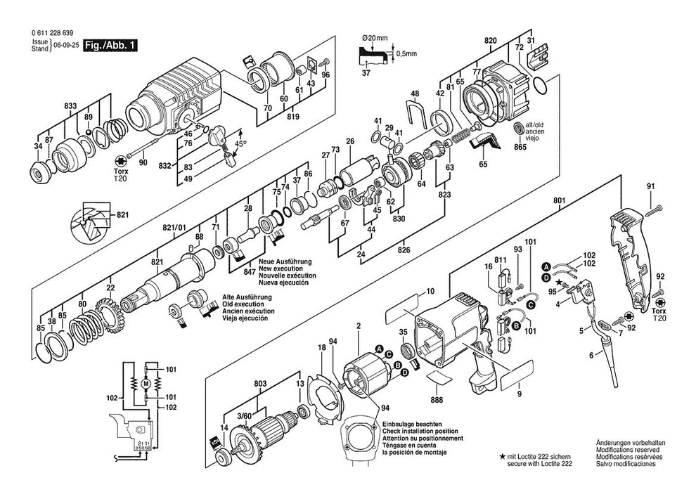 611228639 Bosch Hammer Drill Parts Diagram