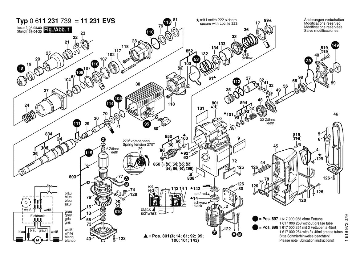 611231739 Bosch Hammer Drill Parts Diagram
