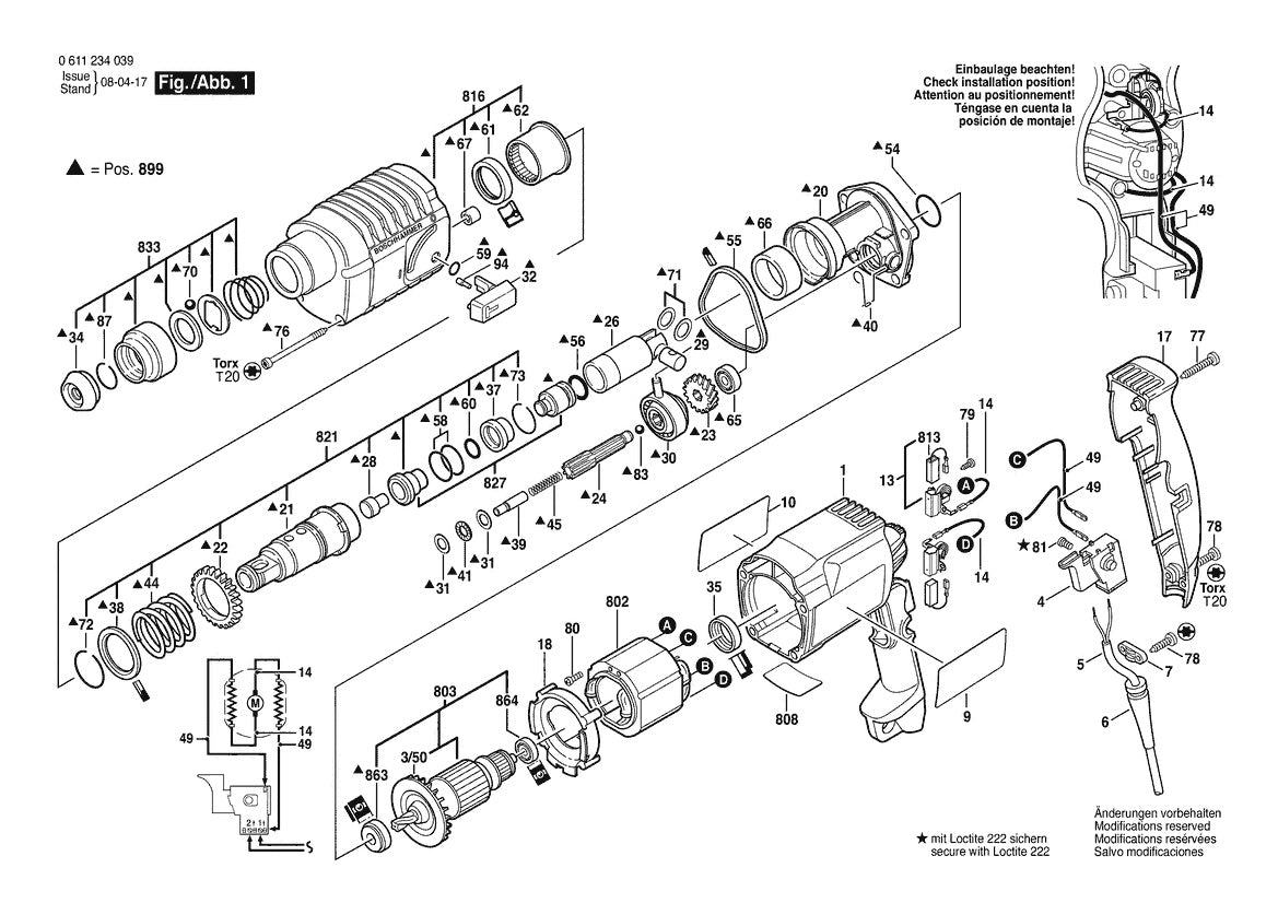 611234039 Bosch Rotary Hammer Parts Diagram