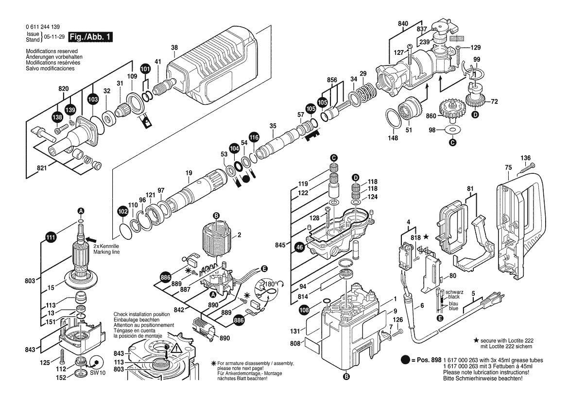 611244139 Bosch Rotary Hammer Parts Diagram