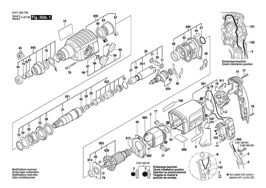 611250739 Bosch Rotary Hammer Parts Diagram