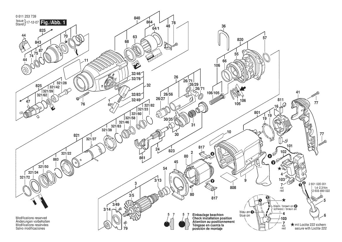 611253739 Bosch Rotary Hammer Parts Diagram