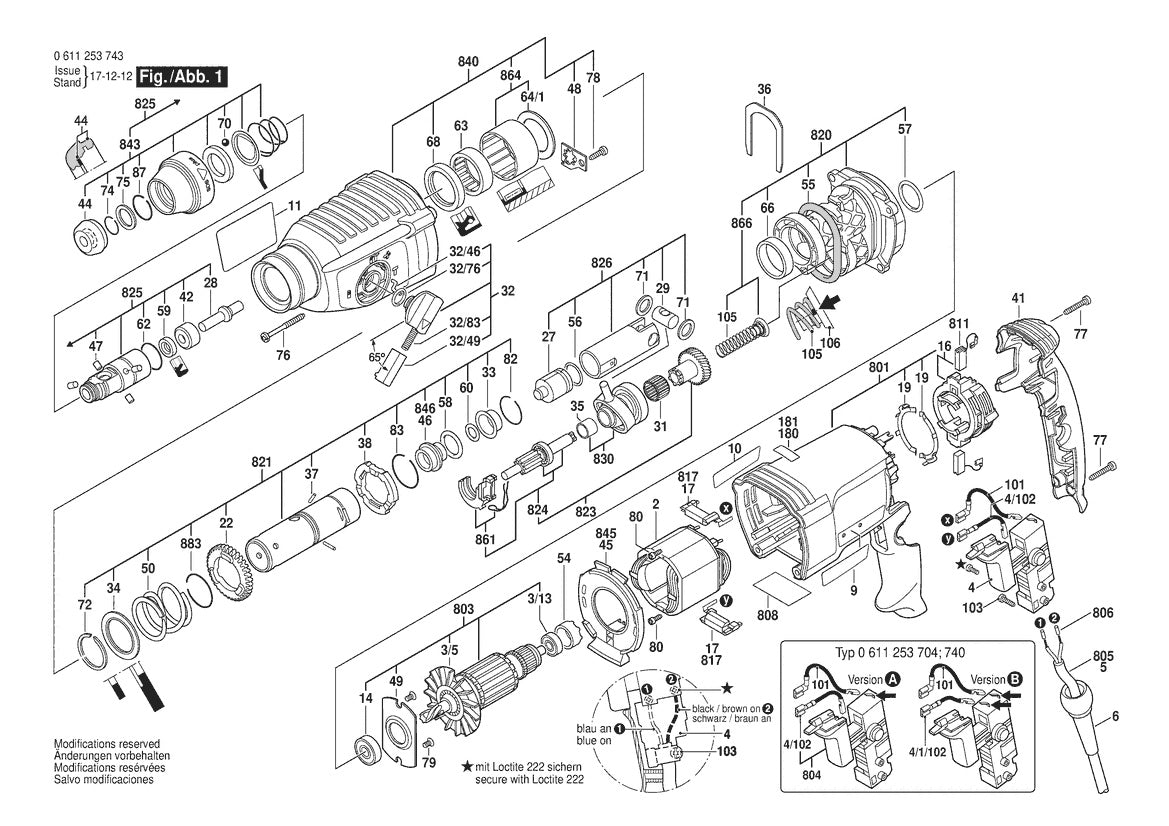 611253767 Bosch Rotary Hammer Parts Diagram