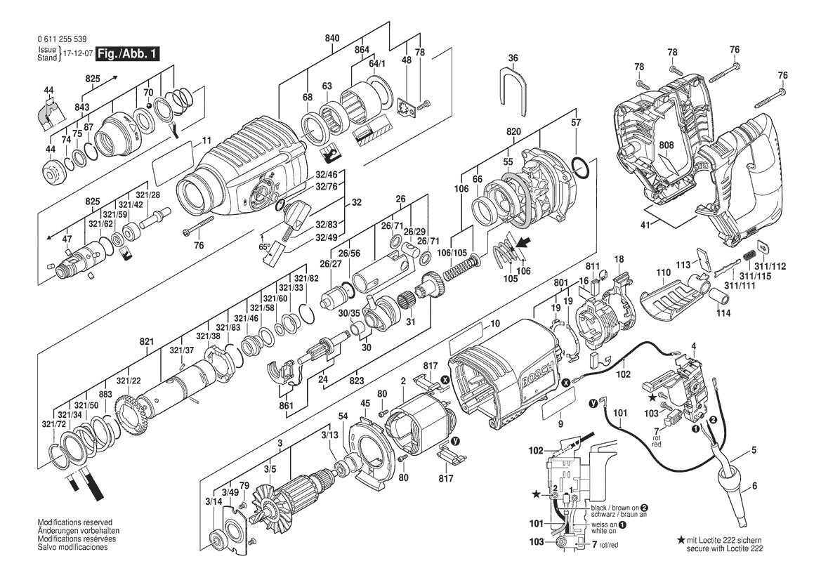 611255539 Bosch Rotary Hammer Parts Diagram