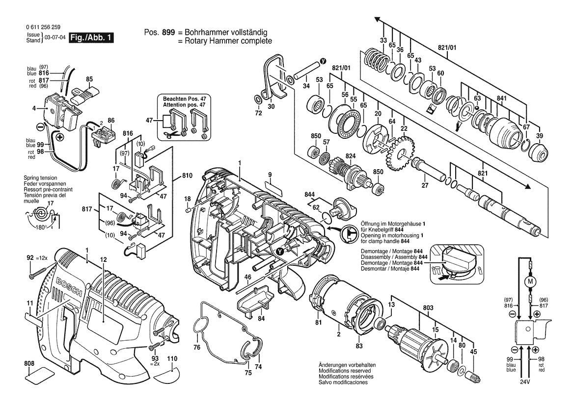 611256259 Bosch Rotary Hammer Parts Diagram