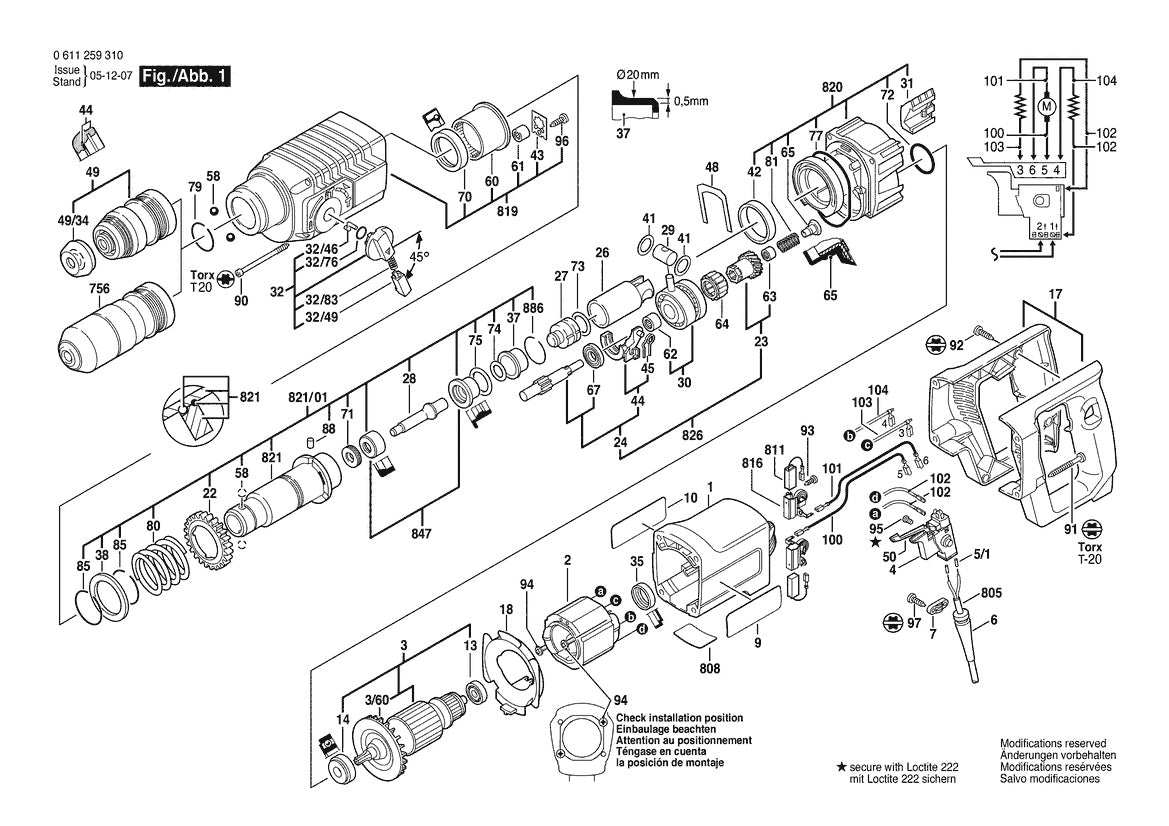 611259310 Bosch Rotary Hammer Parts Diagram