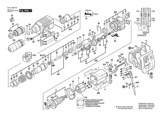 611259310 Bosch Rotary Hammer Parts Diagram