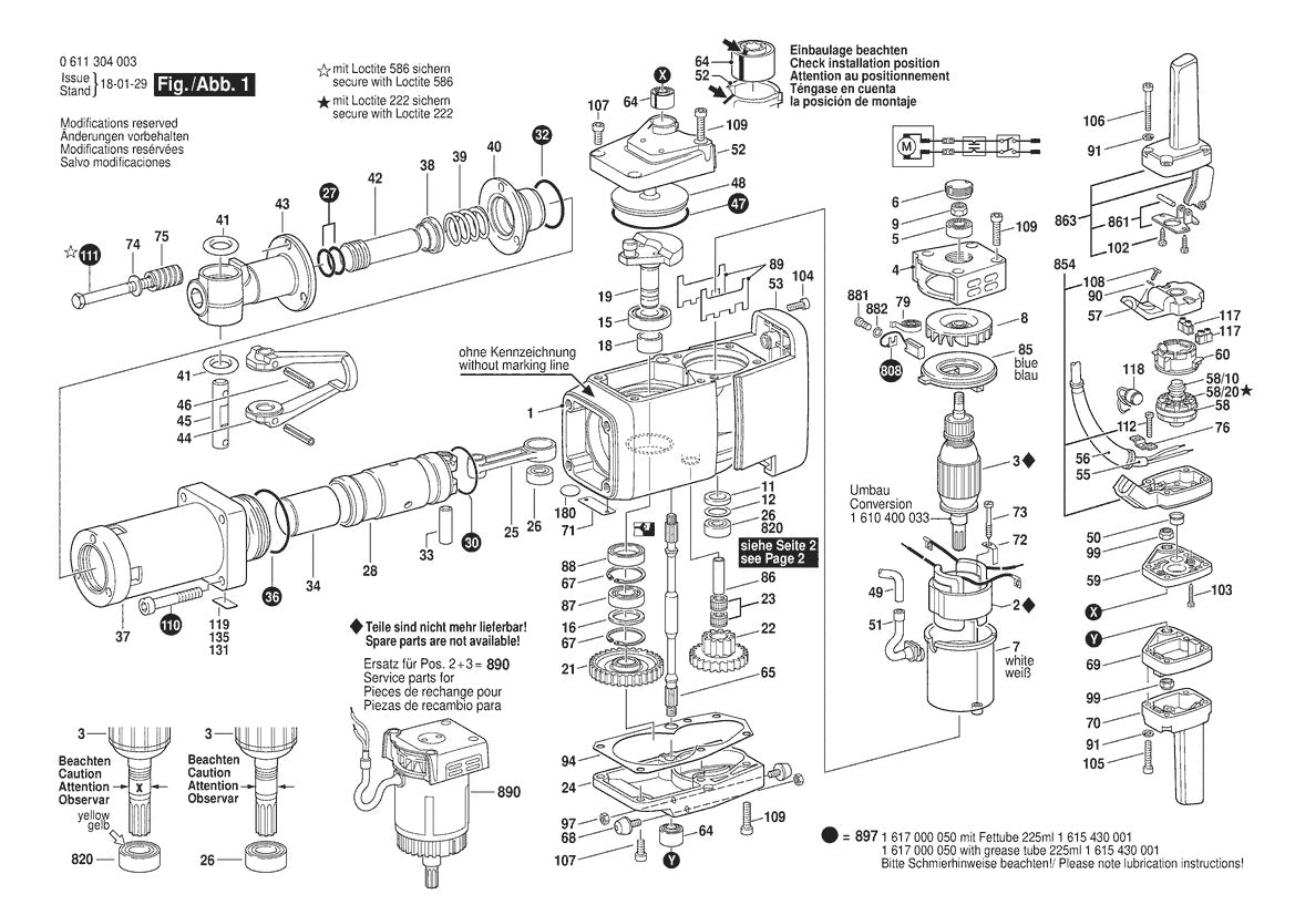611304034 Bosch Hammer Drill Parts Diagram