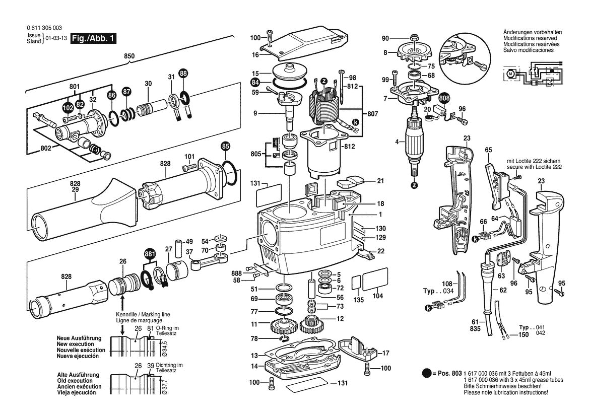 611305034 Bosch Demolition Hammer Parts Diagram