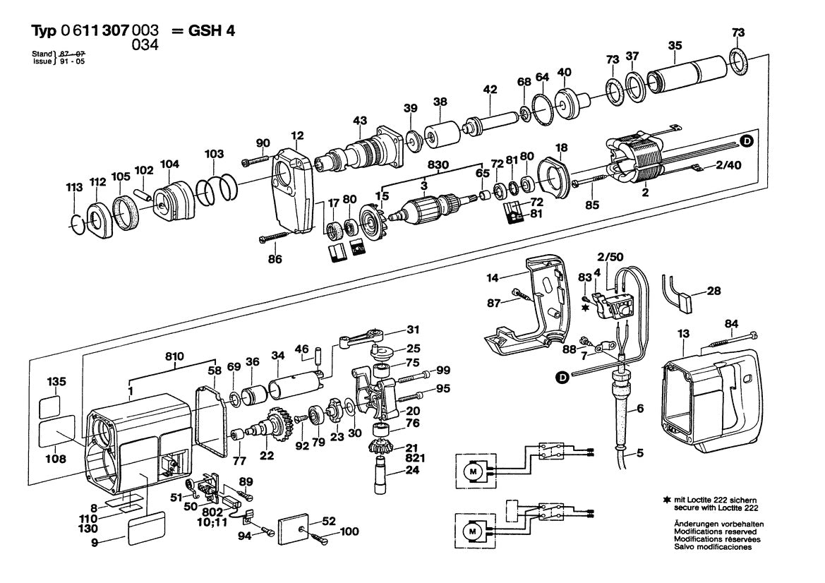 611307034 Bosch Demolition Hammer Parts Diagram