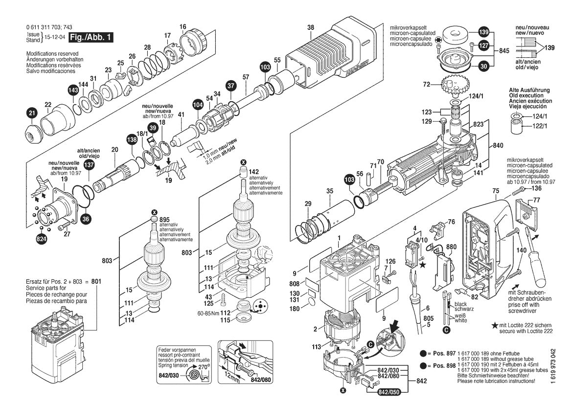 611311703 Bosch Demolition Hammer Parts Diagram