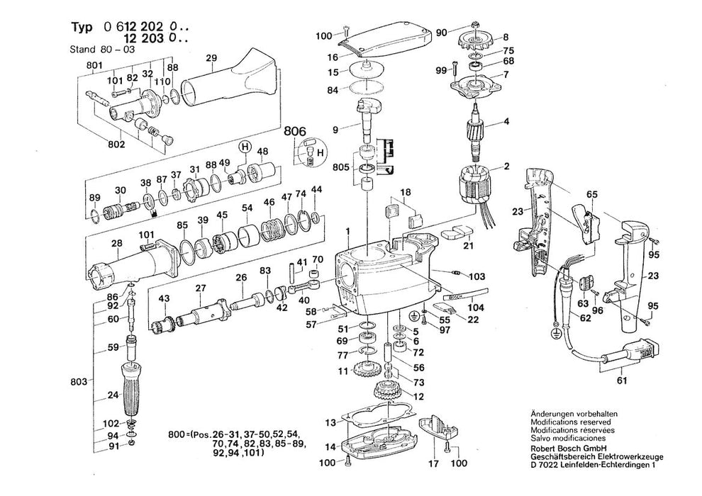 0612202014  Bosch Rotary Hammer Bosch Rotary Hammer Parts Diagram
