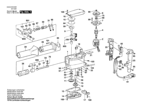 0612311040  Bosch Hf-Demolition Hammer Bosch Demolition Hammer Parts Diagram