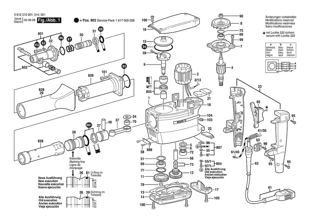 612312001 Bosch Demolition Hammer Parts Diagram