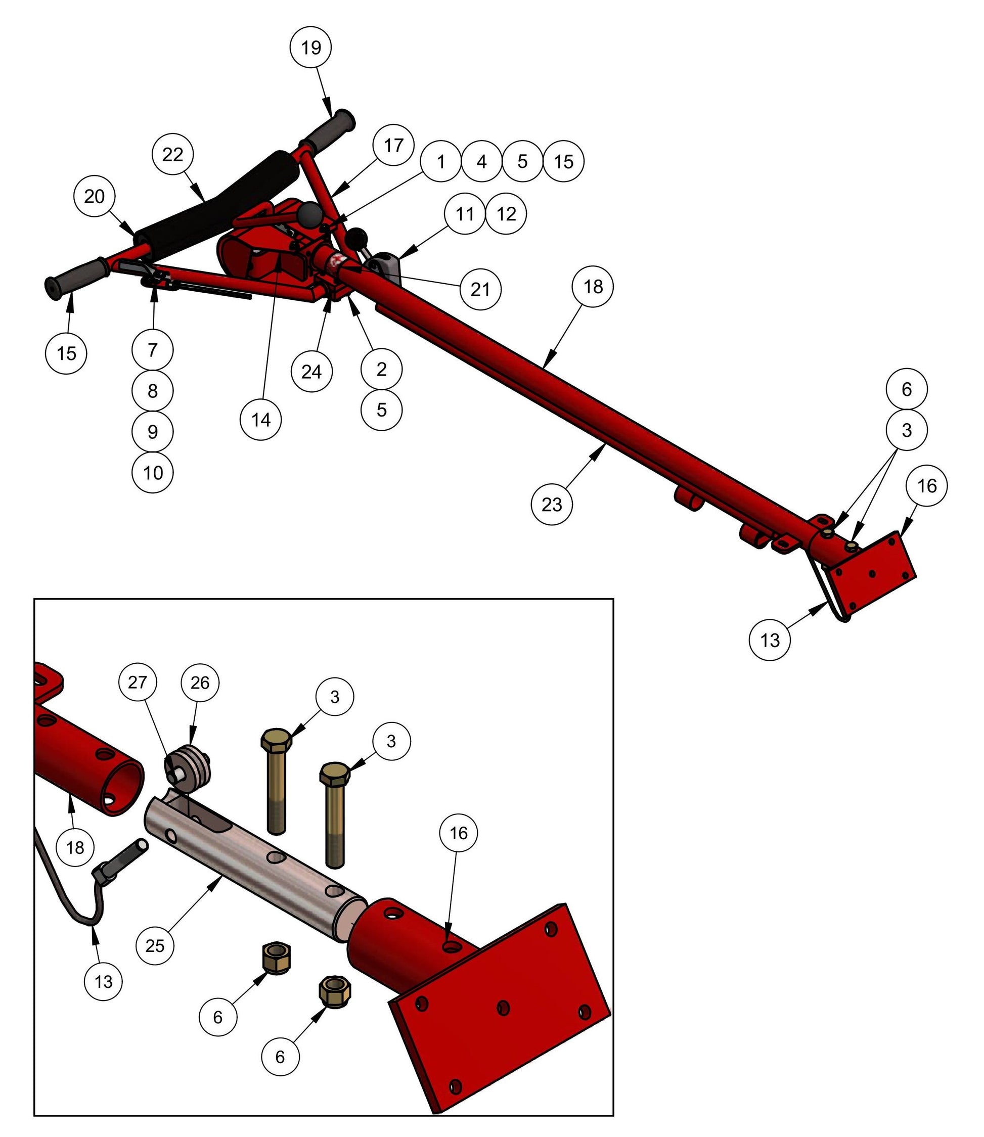 PRO430E / PRO436 / PRO436E / PRO436TC / PRO446 / PRO446TC Handle Positive Pitch Assembly Parts By Allen Engineering