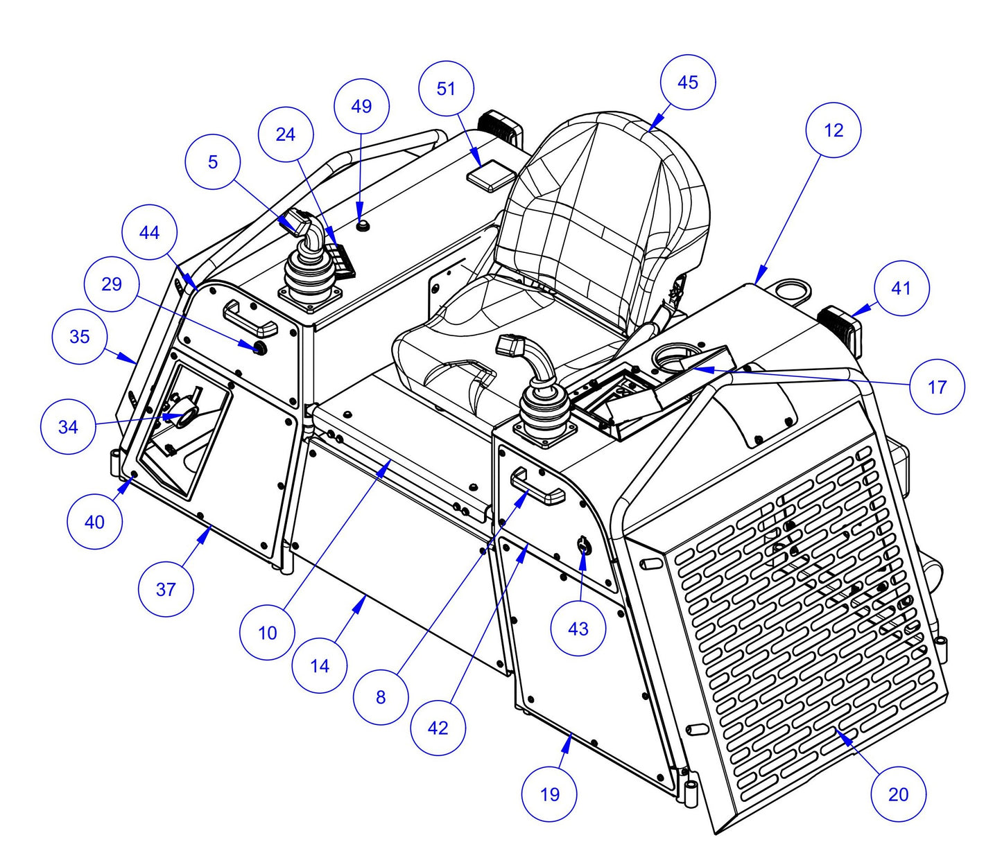 HDX760 Seat Frame Assembly-1 Parts