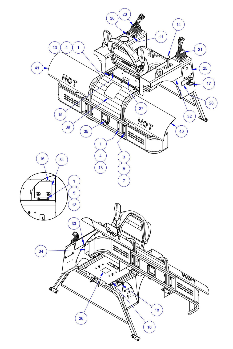 HP205 Seat Frame Assembly-2 Parts