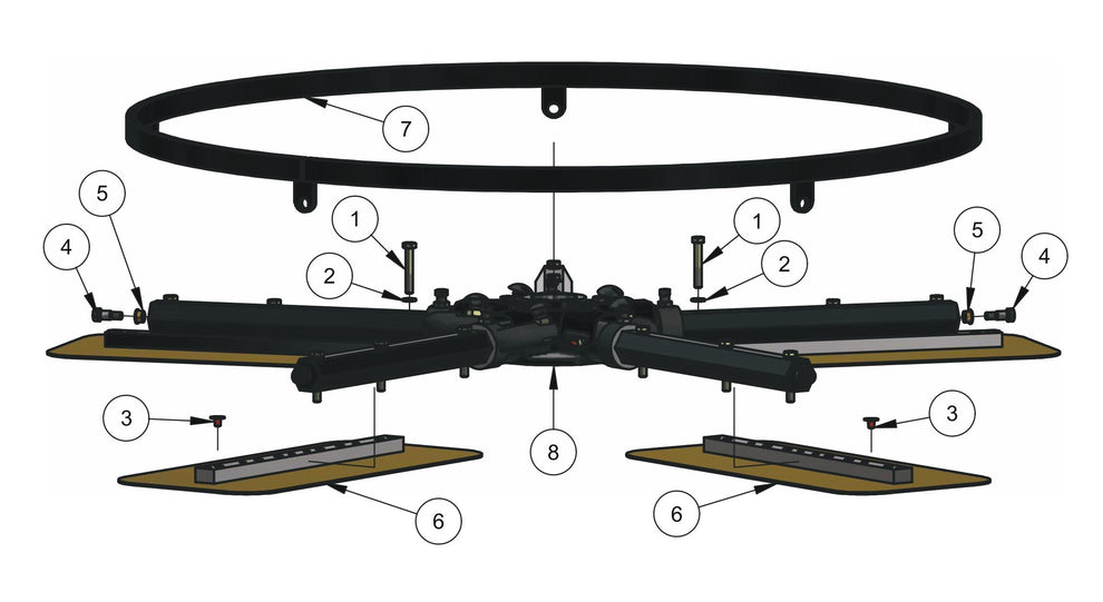 HDX605 (5-Boss) Lower Rotor (Left Hand) Assembly Parts