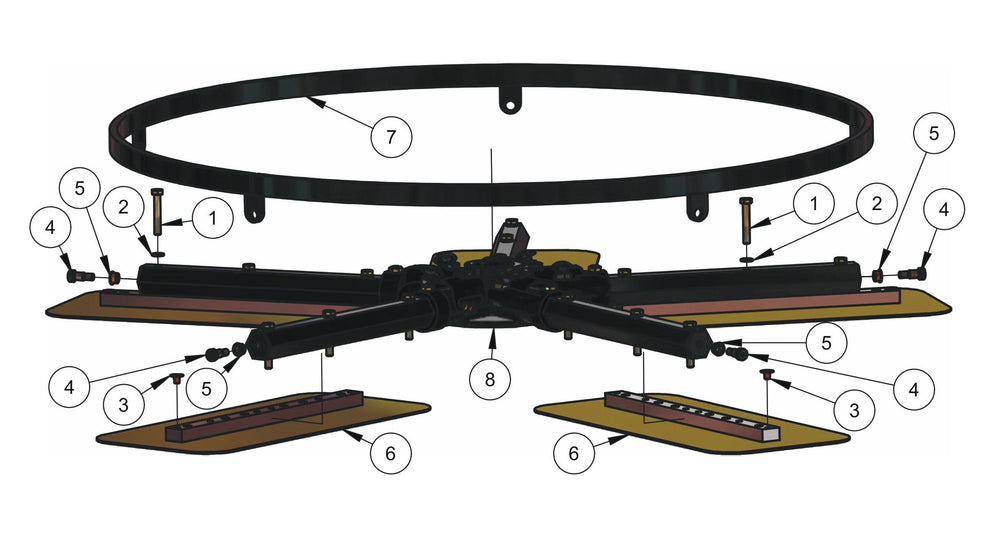 HDX605 (5-Boss) Lower Rotor (Right Hand) Assembly Parts