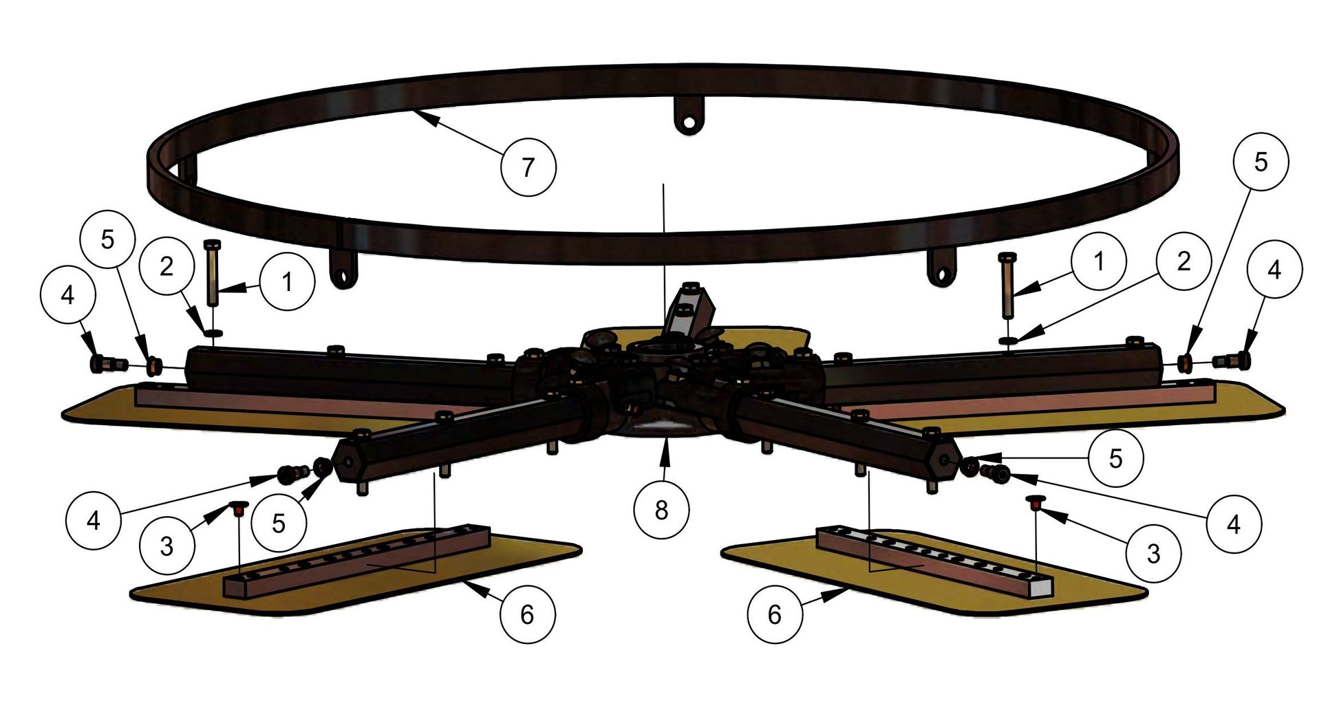 HDX600 (5-Boss) Lower Rotor (Right Hand) Assembly Parts By Allen Engineering
