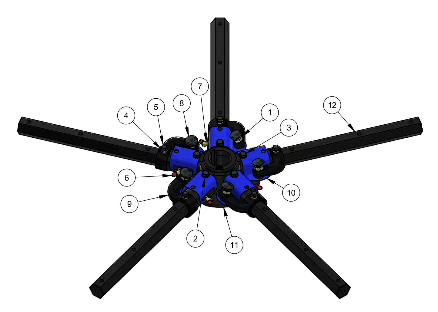 HDX600 (5-Boss) Spider Assembly (Right Hand) Parts By Allen Engineering