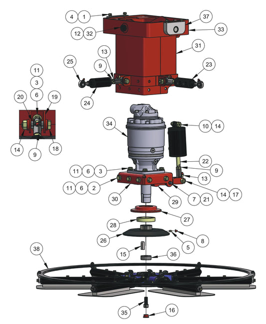 HDX605 (6-Boss) Rotor Assembly (Left Hand) Parts By Allen Engineering