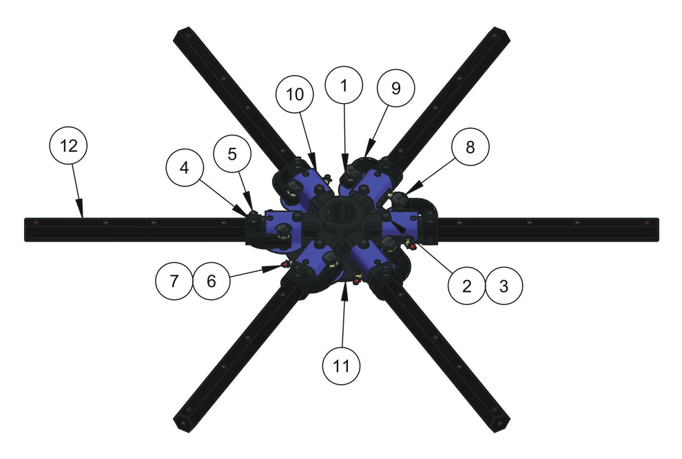 HDX605 (6-Boss) Spider (Left Hand) Assembly Parts