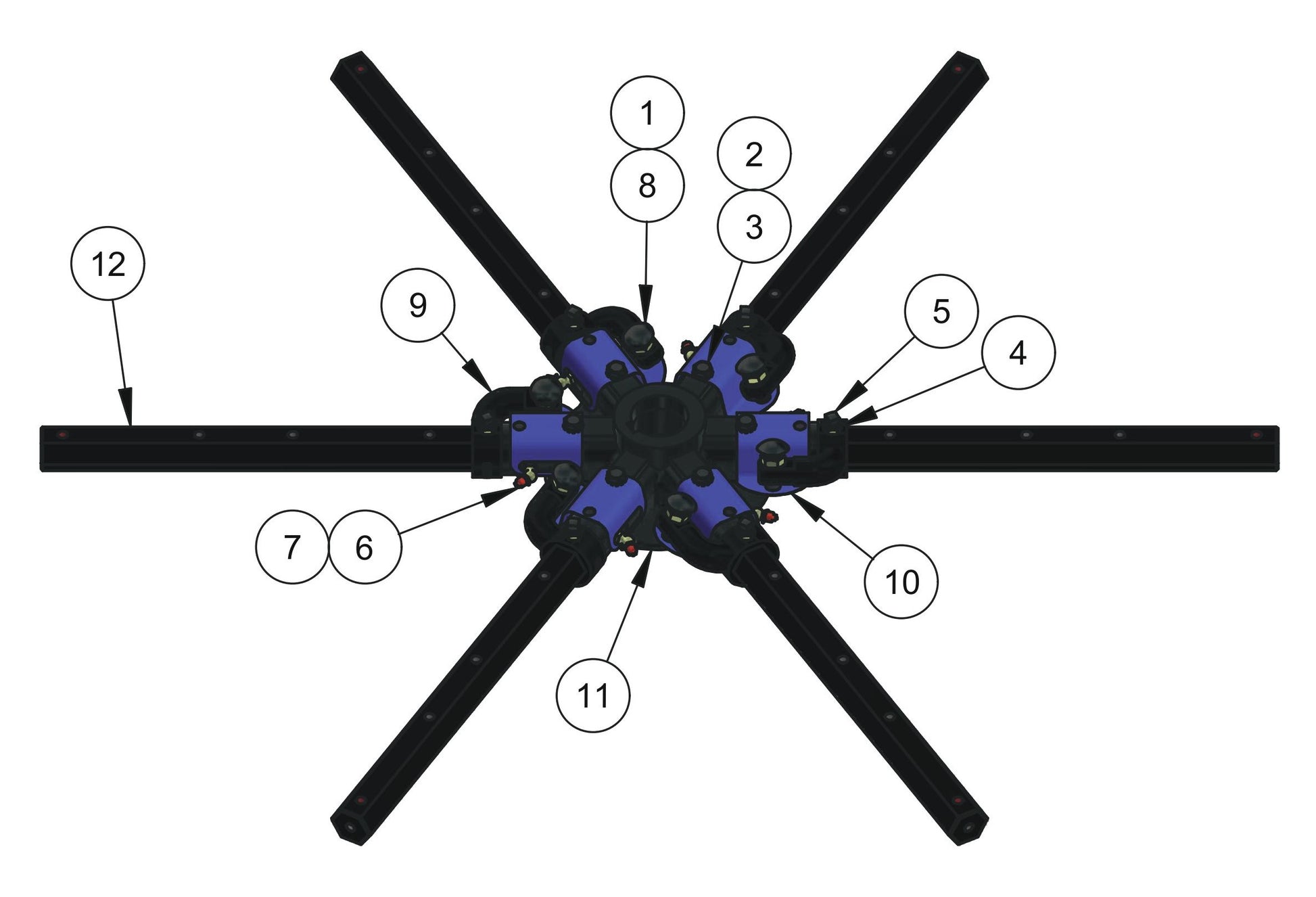 HDX605 (6-Boss) Spider (Right Hand) Assembly Parts