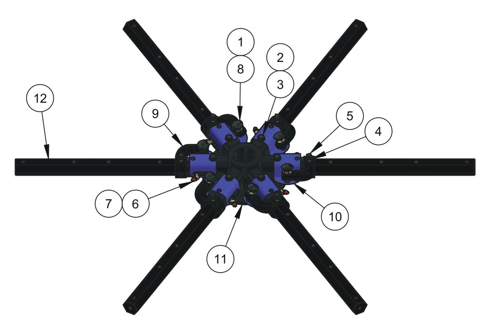 HDX605 (6-Boss) Spider (Right Hand) Assembly Parts