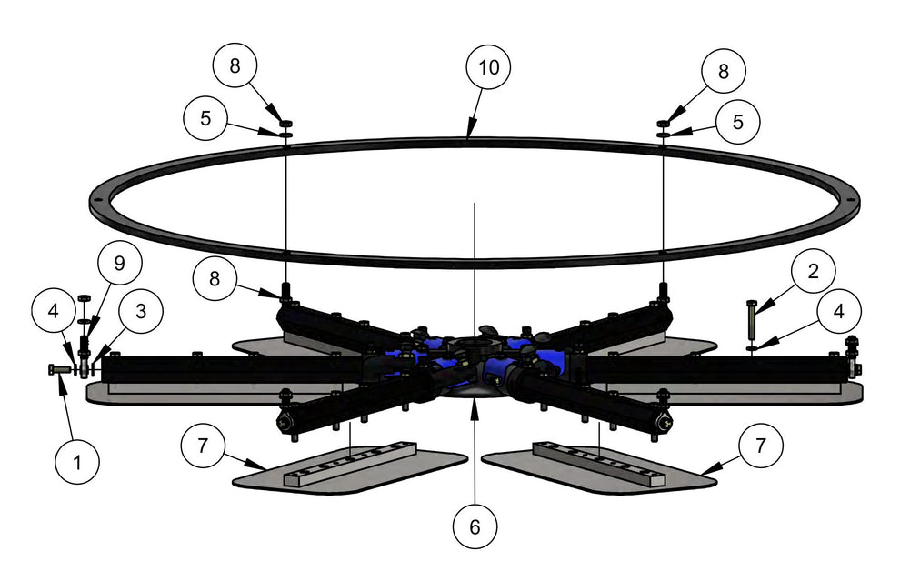 HDX600 (6-Boss) Lower Rotor (Left Hand) Assembly Parts