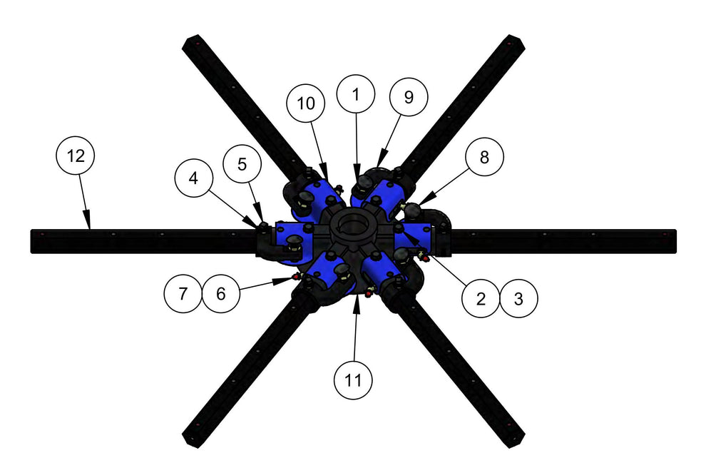 HDX600 (6-Boss) Spider (Left Hand) Assembly Parts
