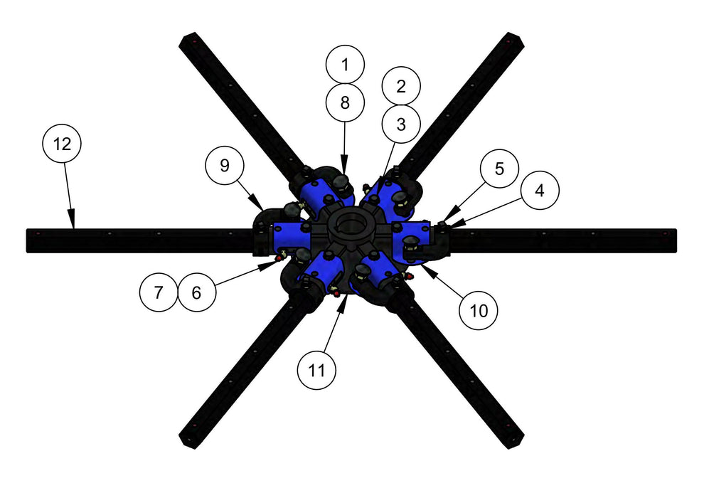 HDX600 (6-Boss) Spider (Right Hand) Assembly Parts