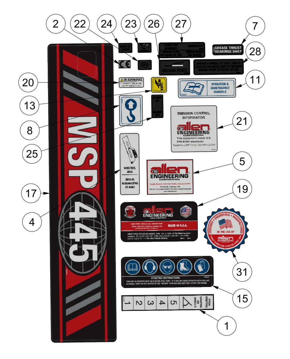 MSP445 Decals Assembly-1 Parts