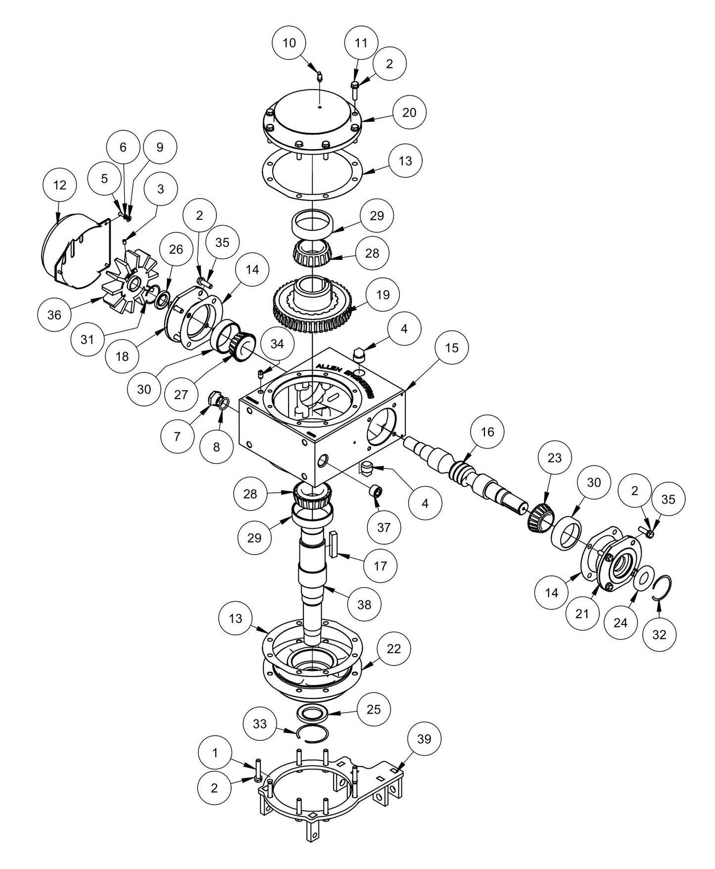 MSP455 Right Hand Gearbox Assembly Parts