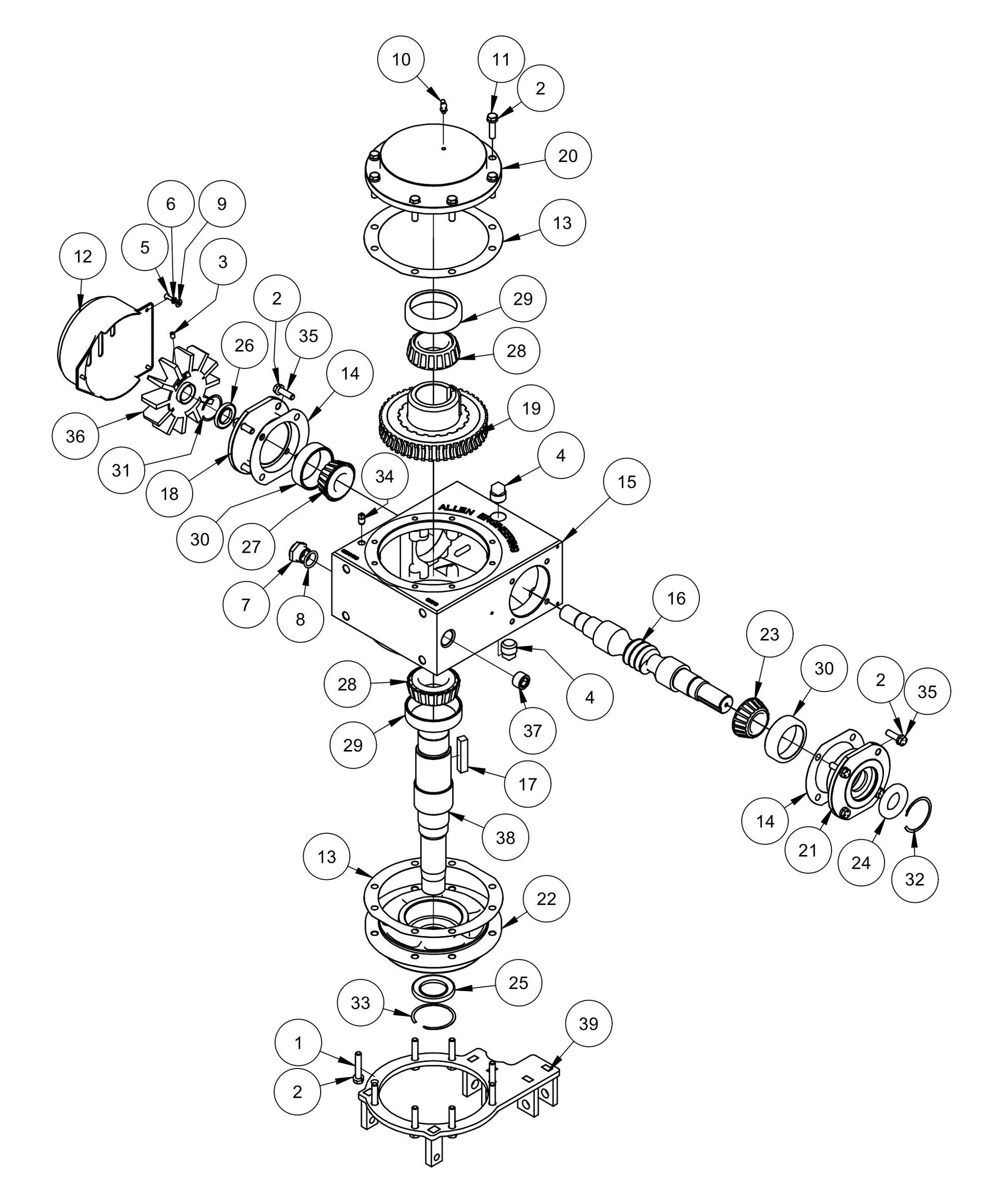 MSP455 Right Hand Gearbox Assembly Parts