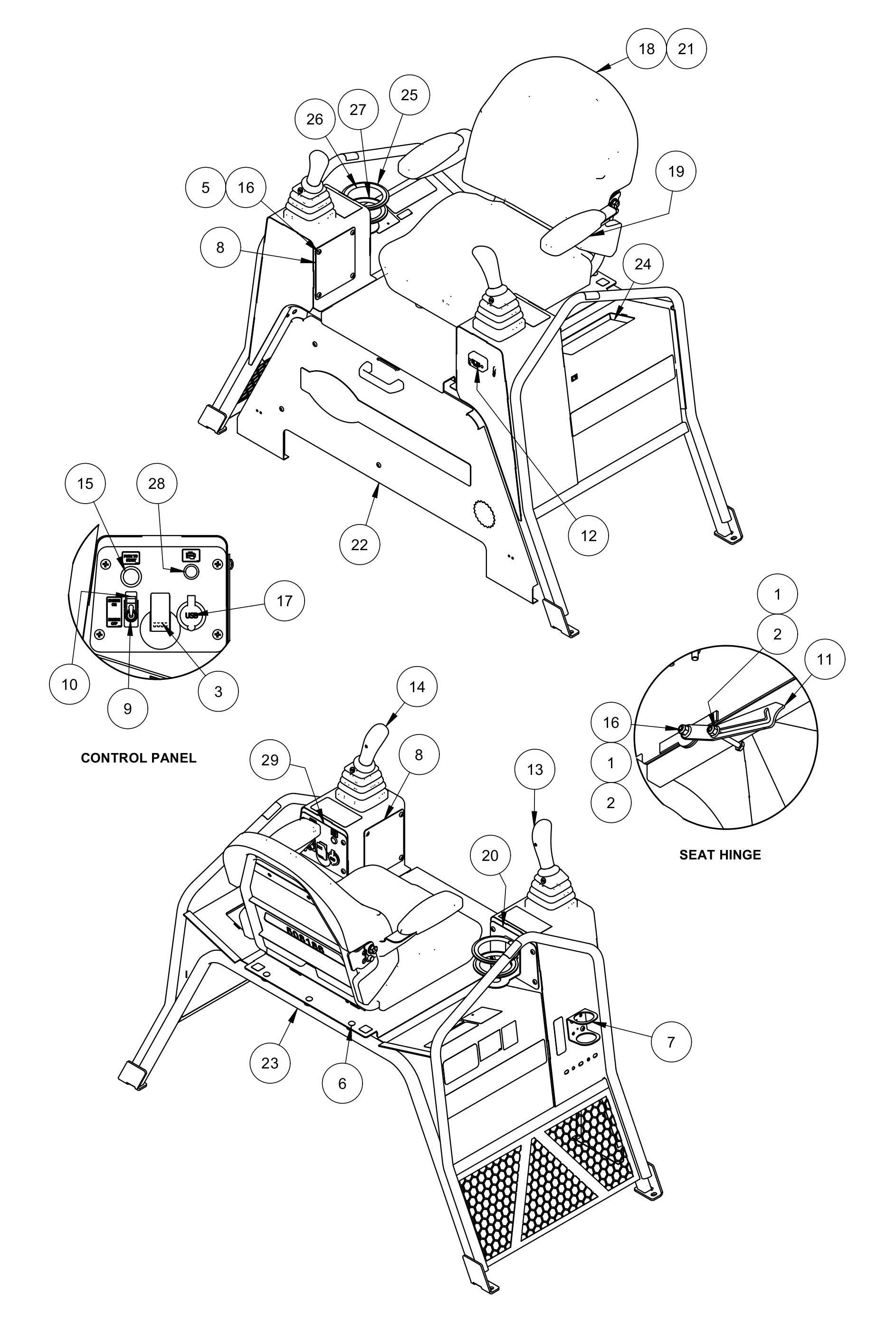 MSP455 Seat Frame Assembly w/ Vanguard Engine Assembly Parts