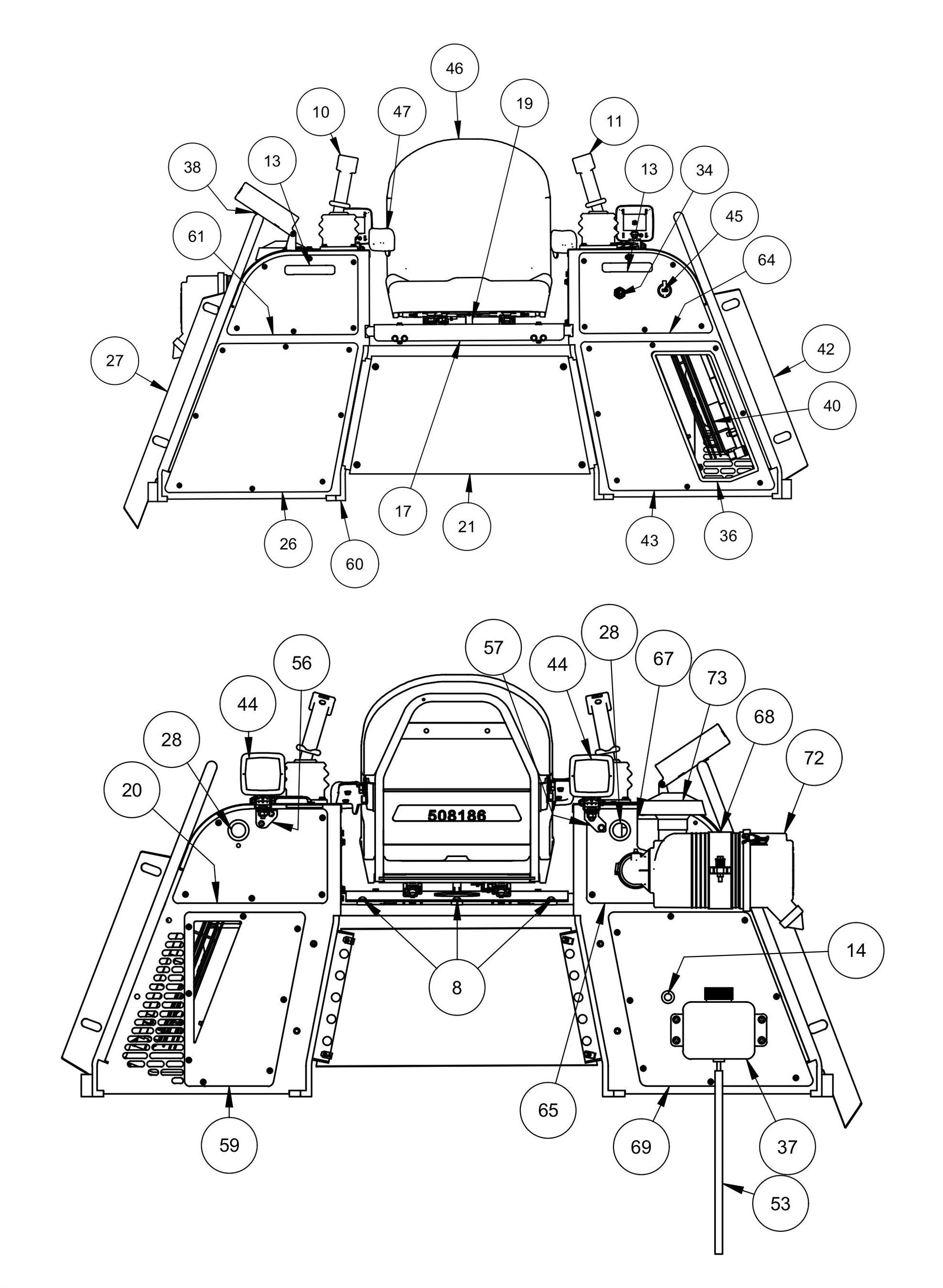 HDX705 Seat Frame Assembly-1 Parts