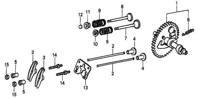 Honda GX160K1QXC9 — Camshaft Assembly Parts- MP115E, MP120E, MP1H 1.5 HP 1Ø ELECTRIC MOTOR, 2.0 HP 1Ø ELECTRIC MOTOR, 4.8 HP HONDA GASOLINE ENGINE