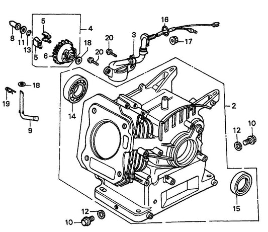 Honda GX160K1QXC9 — Cylinder Barrel Assembly Parts- MP115E, MP120E, MP1H 1.5 HP 1Ø ELECTRIC MOTOR, 2.0 HP 1Ø ELECTRIC MOTOR, 4.8 HP HONDA GASOLINE ENGINE